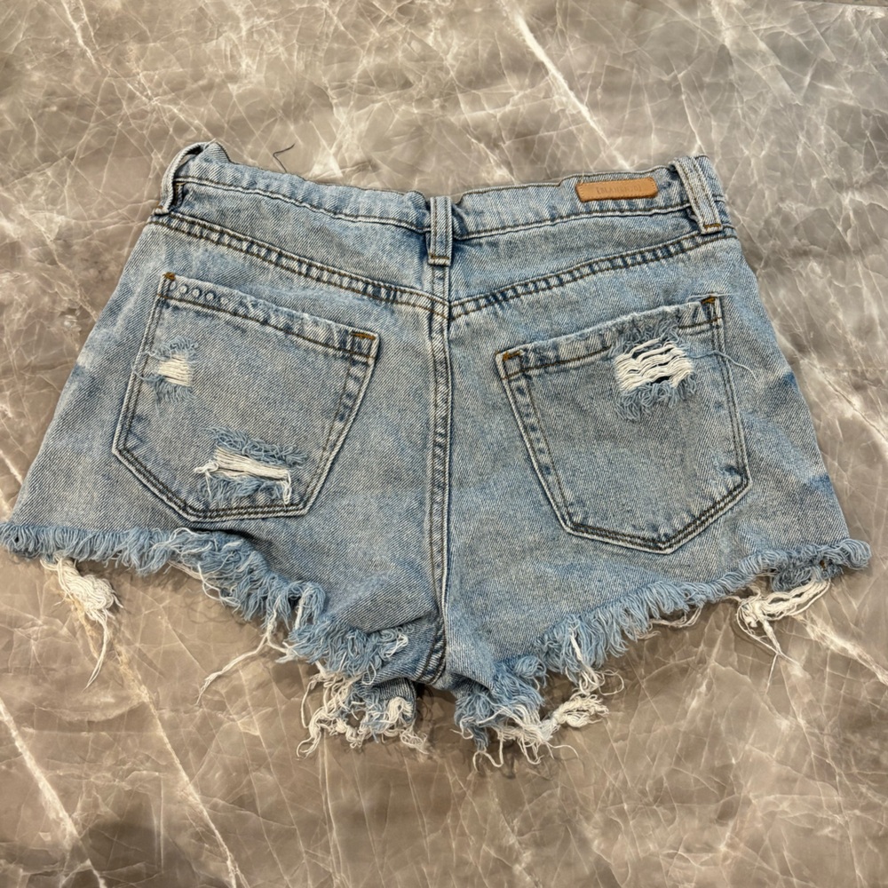 Blank NYC Light Blue Distressed Jean Shorts - Picture 4 of 5